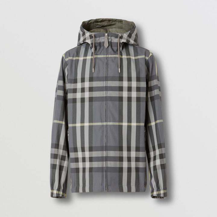 Burberry Burberry Reversible Check Cotton Blend Hooded Jacket