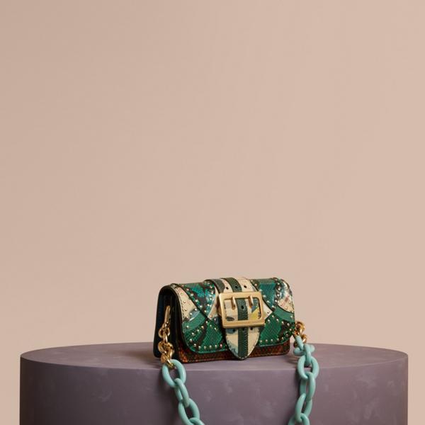 Burberry The Small Buckle Bag In Riveted Snakeskin And Floral Print
