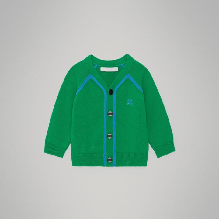 Burberry Burberry Childrens Two-tone Cotton Knit Cardigan, Size: 2y, Green