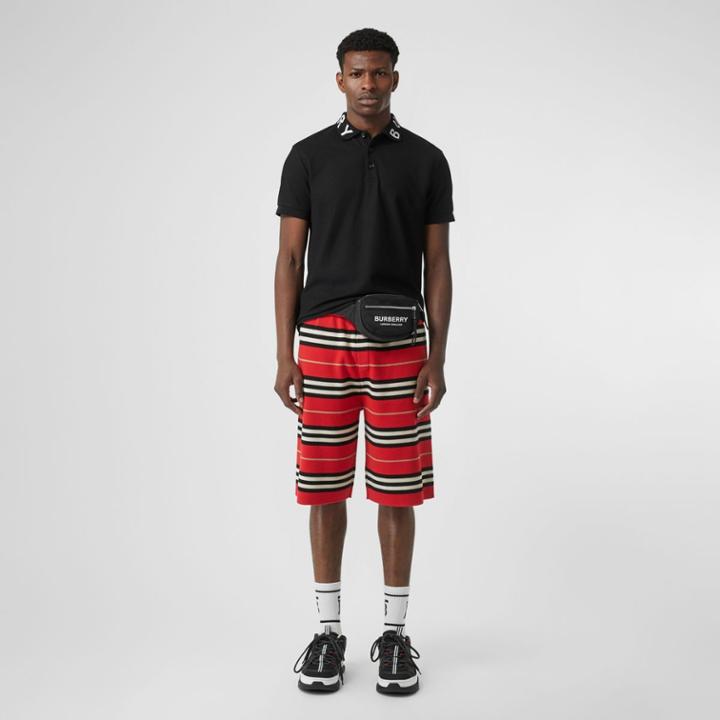 Burberry Burberry Logo Intarsia Cotton Piqu Polo Shirt, Size: Xs, Black