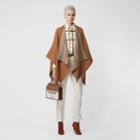 Burberry Burberry Icon Stripe Detail Wool Cape, Size: Os, Brown