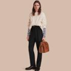 Burberry Burberry Cable Knit Cotton, Wool And Cashmere Blend Sculptural Sweater, Size: Xl, White