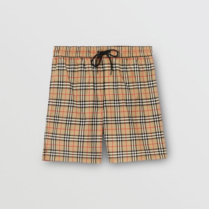 Burberry Burberry Small Scale Check Drawcord Swim Shorts, Size: Xl, Beige