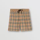 Burberry Burberry Small Scale Check Drawcord Swim Shorts, Size: Xl, Beige
