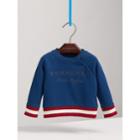 Burberry Burberry Contrast Stripe Embroidered Cotton Sweatshirt, Size: 12m, Blue