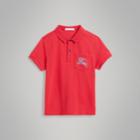 Burberry Burberry Childrens Ekd Logo Cotton Piqu Polo Shirt, Size: 8y, Red