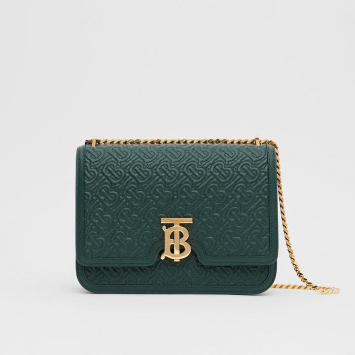 Burberry Burberry Medium Quilted Monogram Leather Tb Bag, Green
