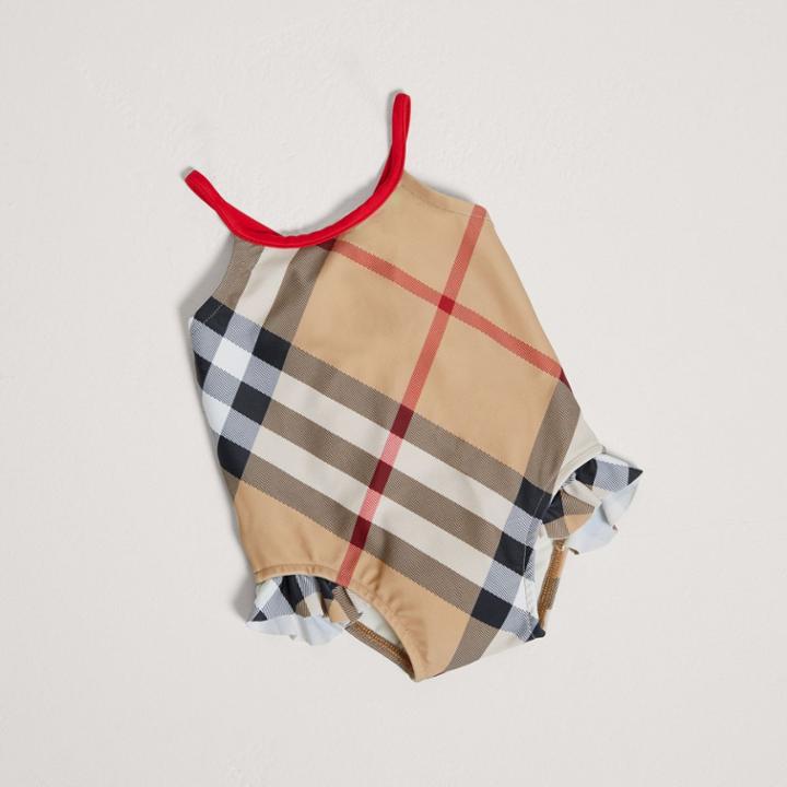 Burberry Burberry Check One-piece Swimsuit, Size: 6m, Beige
