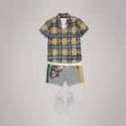 Burberry Burberry Short-sleeve Scribble Check Cotton Shirt, Size: 6y, Blue