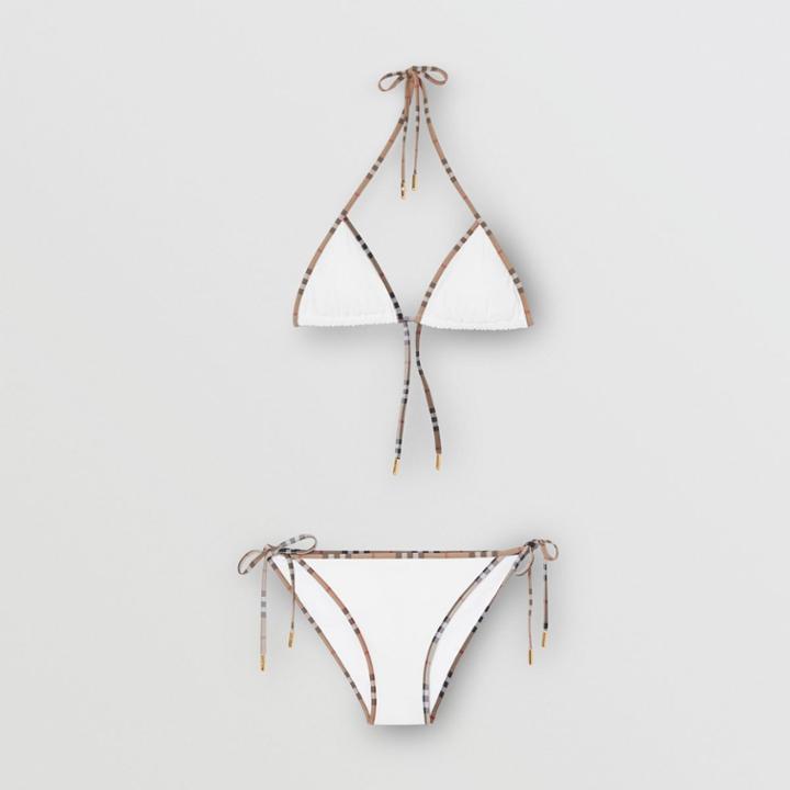 Burberry Burberry Vintage Check Detail Triangle Bikini, Size: M, White