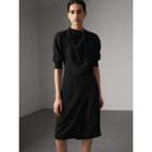 Burberry Burberry Pussy-bow Crepe Dress, Size: 06, Black