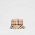 Burberry Burberry Childrens Reversible Vintage Check And Icon Stripe Bucket Hat, Size: 1m-3m, Beige