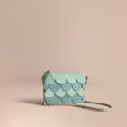 Burberry Burberry Two-tone Scalloped Leather And Suede Clutch Bag, Green