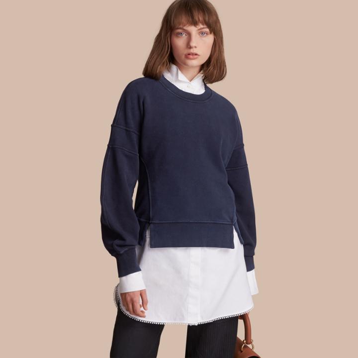 Burberry Burberry Puff-sleeve Cotton Jersey Sweatshirt, Size: Xl, Blue