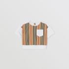 Burberry Burberry Childrens Icon Stripe Panel Cotton T-shirt, Size: 2y, White