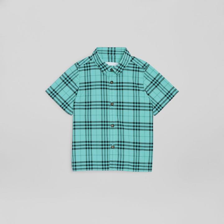 Burberry Burberry Childrens Short-sleeve Check Cotton Shirt, Size: 14y, Green