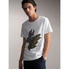 Burberry Burberry Flocked And Embroidered Beasts Print Cotton T-shirt, Size: Xxl, White