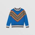 Burberry Burberry Childrens Icon Stripe Panel Wool Blend Sweater, Size: 14y, Blue