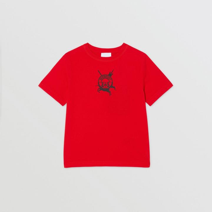 Burberry Burberry Childrens Logo Graphic Print Cotton T-shirt, Size: 12y, Red