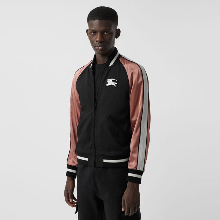 Burberry Burberry Ekd Logo Nylon Varsity Jacket, Size: 40, Black