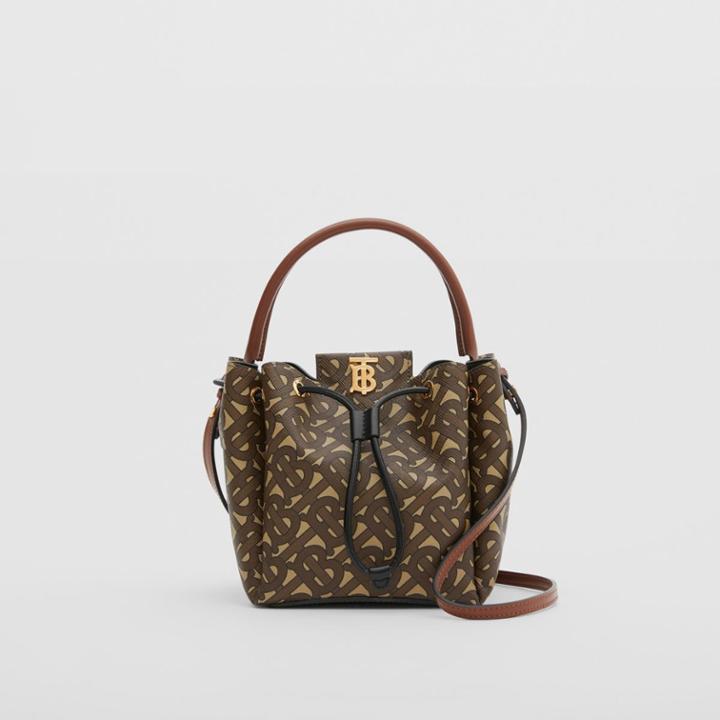 Burberry Burberry Monogram E-canvas Bucket Bag, Brown