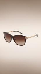 Burberry Burberry Trench Collection Round Frame Sunglasses, Brown