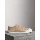 Burberry Burberry Topstitched Cotton Gabardine Trainers, Size: 44, Yellow