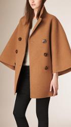 Burberry Prorsum Double Breasted Wool Poncho Coat