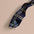 Burberry Burberry Oversize Peony Rose Embroidered Check Cashmere Scarf, Blue