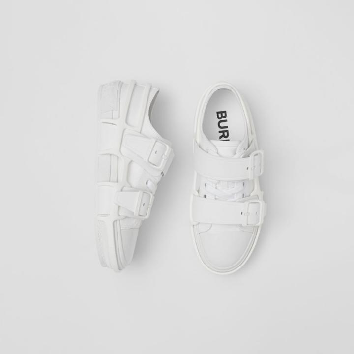 Burberry Burberry Cotton And Leather Webb Sneakers, Size: 38.5, White