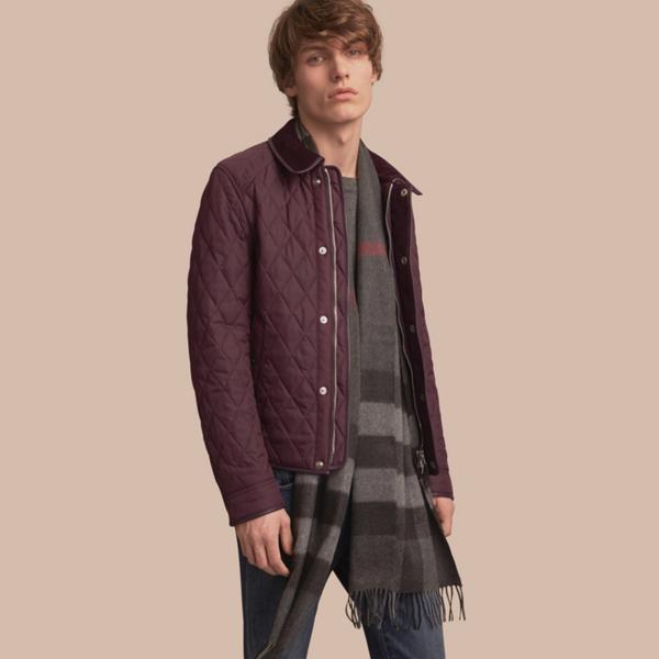 Burberry Diamond Quilted Jacket With Leather Trim