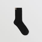 Burberry Burberry Check Detail Cotton Blend Socks, Black
