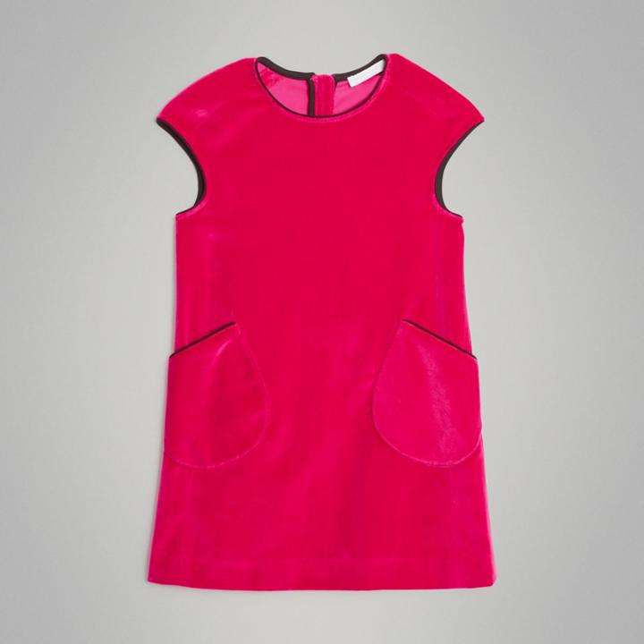 Burberry Burberry Childrens Piping Detail Velvet Shift Dress, Size: 10y, Pink