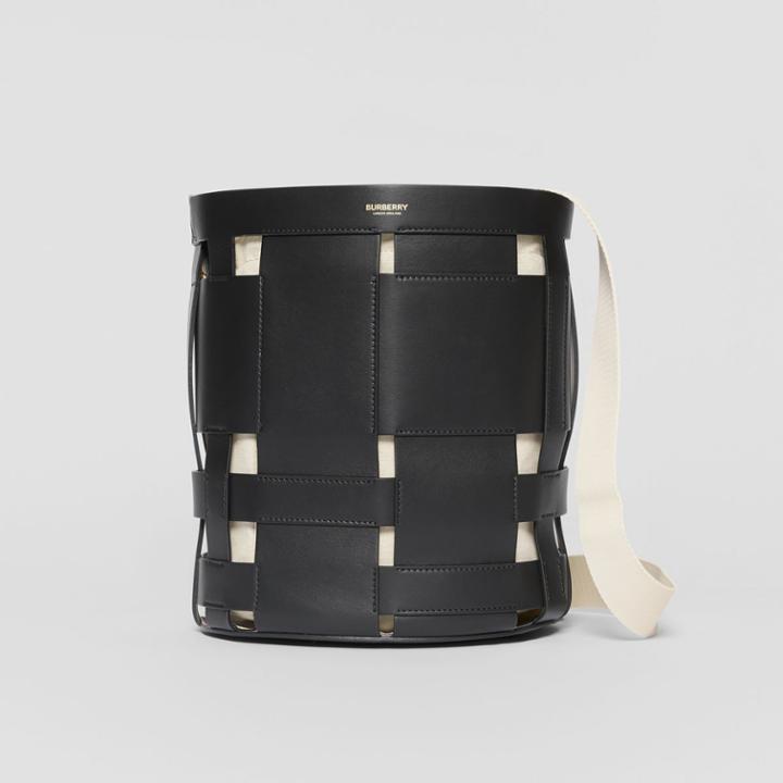 Burberry Burberry Small Leather Foster Bucket Bag, Black