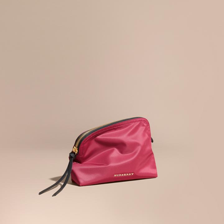 Burberry Burberry Large Zip-top Technical Nylon Pouch, Pink