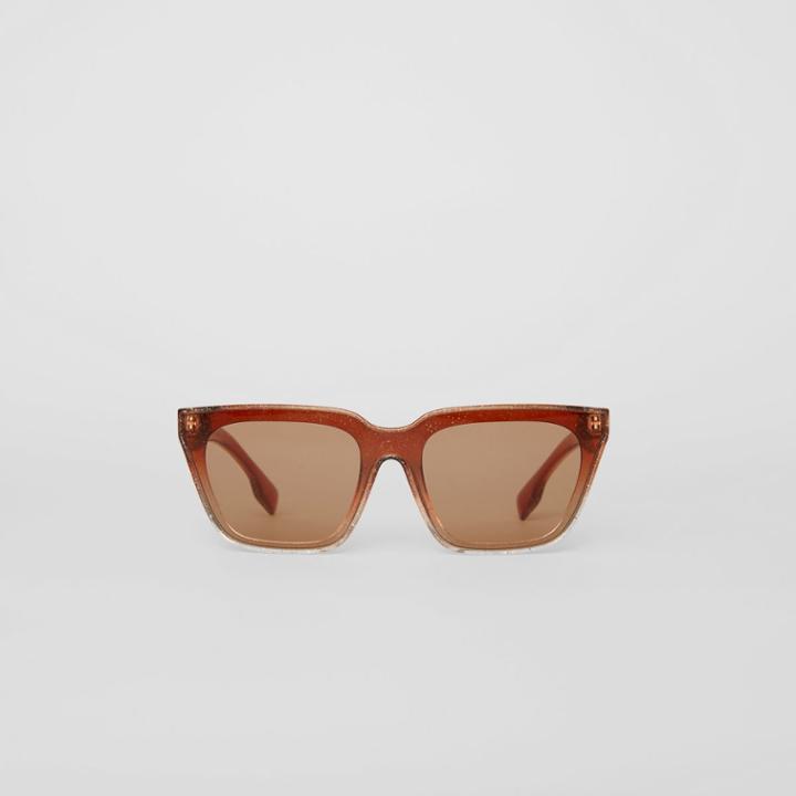 Burberry Burberry Glitter Detail Square Frame Shield Sunglasses, Pink