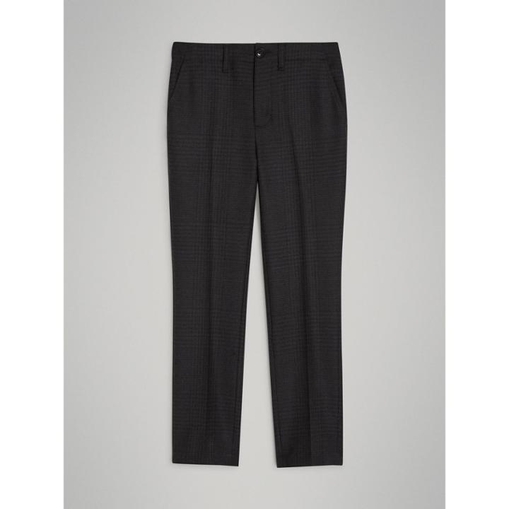 Burberry Burberry Prince Of Wales Wool Tailored Trousers, Size: 10y, Grey