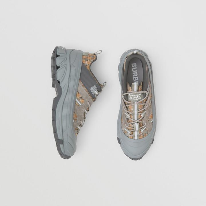 Burberry Burberry Check, Leather And Suede Arthur Sneakers, Size: 39.5