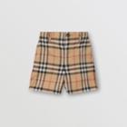 Burberry Burberry Childrens Vintage Check Cotton Poplin Tailored Shorts, Size: 2y, Beige