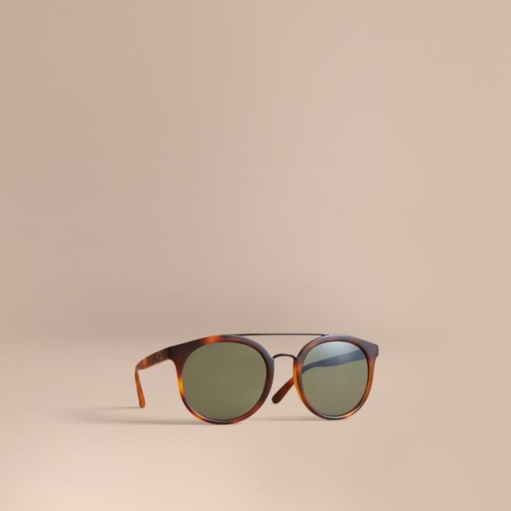 Burberry Burberry Top Bar Round Frame Sunglasses, Brown