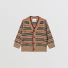 Burberry Burberry Childrens Icon Stripe Wool Cashmere Cardigan, Size: 2y, Beige