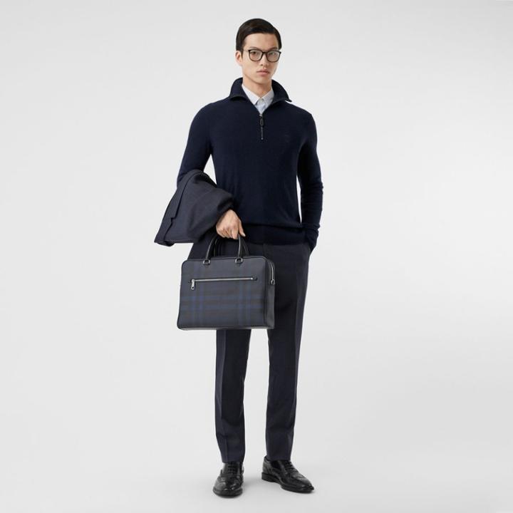 Burberry Burberry Monogram Motif Cashmere Funnel Neck Sweater, Blue