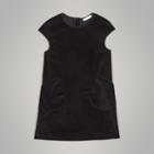 Burberry Burberry Childrens Piping Detail Velvet Shift Dress, Size: 10y, Black
