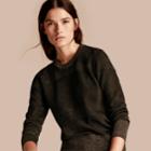 Burberry Burberry Metallic Check Wool Blend Sweater, Size: Xs, Black