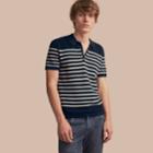 Burberry Burberry Striped Knitted Cotton Polo Shirt, Size: M, Blue