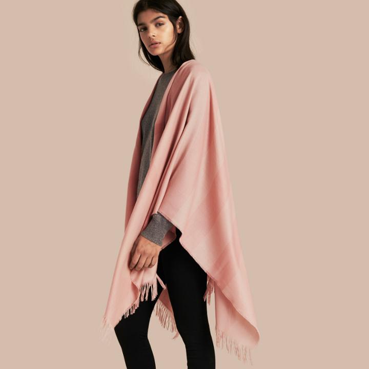 Burberry Burberry Lightweight Check Cashmere Poncho, Purple