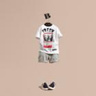 Burberry Burberry Fresh Sardines Motif Cotton T-shirt, Size: 5y, White