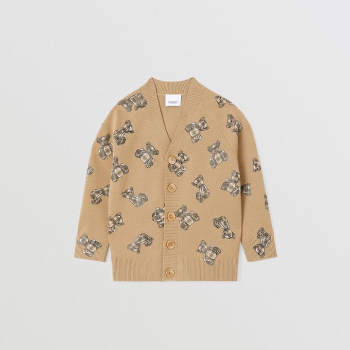 Burberry Burberry Childrens Thomas Bear Print Wool Blend Cardigan, Size: 12y