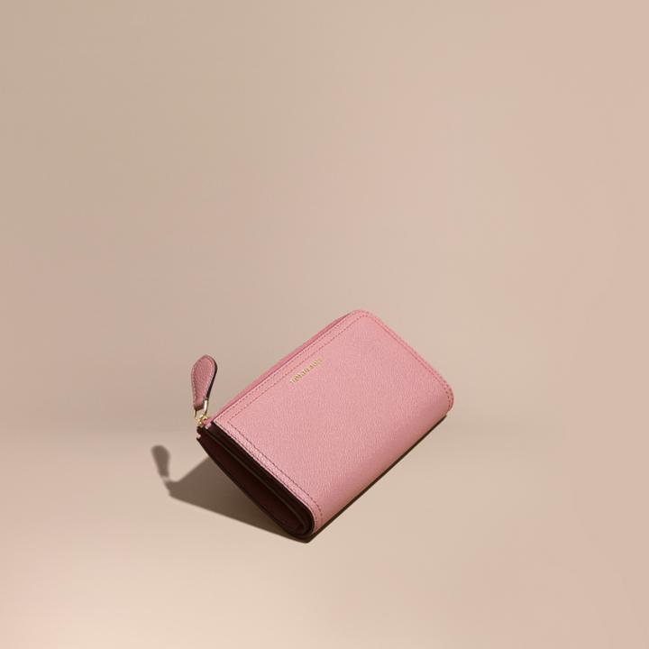 Burberry Burberry Grainy Leather Ziparound Wallet, Pink
