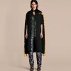 Burberry Burberry Wool Blend Military Cape With Tassels, Black